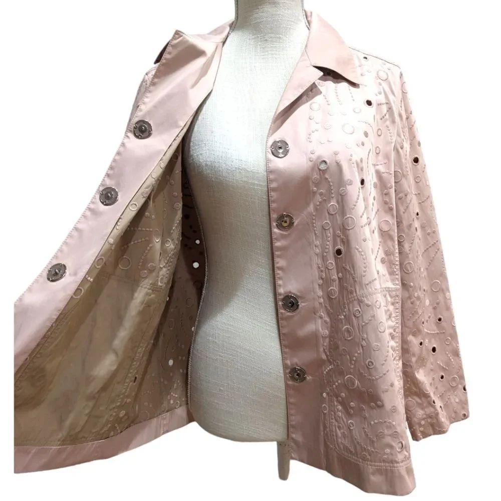 Lafayette 148 New York Women's Jaren Embroidered Jacket in Pink - Size S